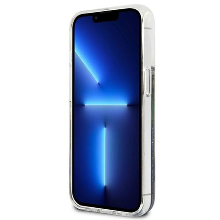 Guess Liquid Glitter Flower - iPhone 13 tok (kék)