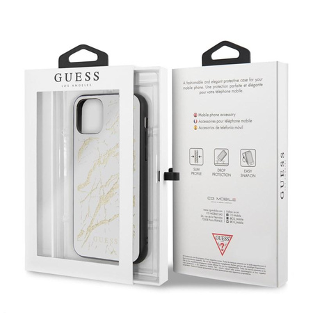 Guess Marble Glass Gold Glitter - iPhone 11 Pro Case (white)