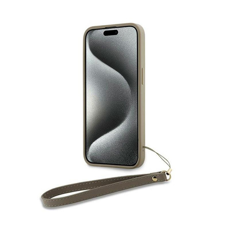 DKNY Wrist Strap Stock Logo - Coque pour iPhone 15 Plus (beige)