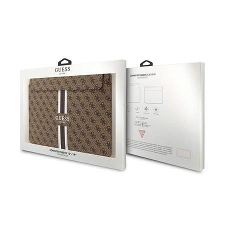 Guess 4G Printed Stripes Computer Sleeve - 14" Notebooktasche (Braun)