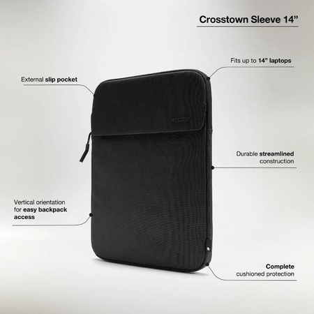 Incase Crosstown Sleeve with Woolenex - Hülle mit Tasche für MacBook Pro 14" (M4/M3/M2/M1/2024-2021) (Schwarz)