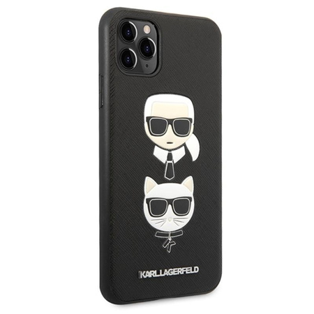 Karl Lagerfeld Saffiano Karl & Choupette Heads - pouzdro pro iPhone 11 Pro Max (černé)