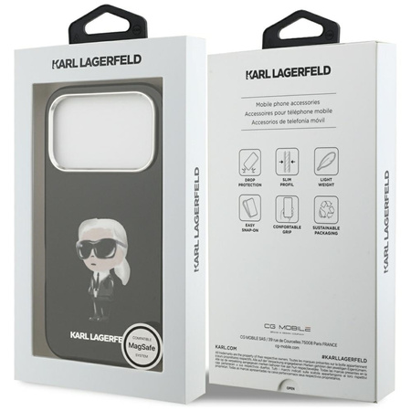 Etui do iPhone 17 Pro do MagSafe Karl Lagerfeld Logo Oryginalny Czarny Case