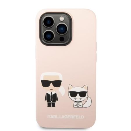 Karl Lagerfeld Liquid Silicone Karl & Choupette MagSafe - pouzdro pro iPhone 14 Pro Max (růžové)