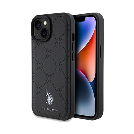 US Polo Assn Yoke Pattern - Coque pour iPhone 15 (noir)