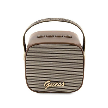 Guess Mini Bluetooth hangszóró 4G bőr logóval és szíjjal - Bluetooth hangszóró V5.3 (barna)