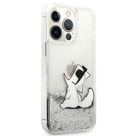 Karl Lagerfeld Liquid Glitter Choupette Fun - iPhone 13 Pro Max Case (silver)