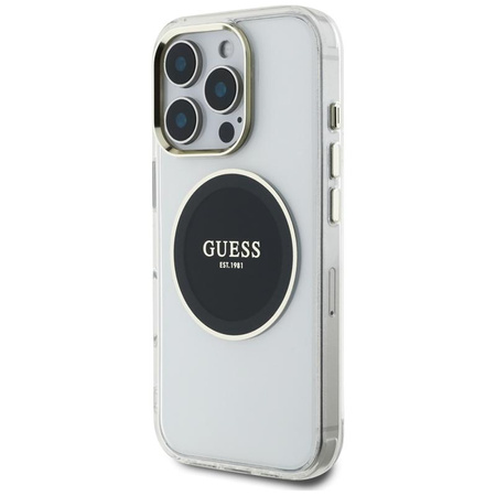 Guess IML Metal Colored Circle Classic Logo MagSafe - Pouzdro pro iPhone 16 Pro (černá)