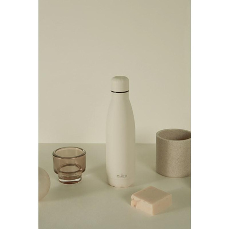 PURO ICON - Thermosflasche aus Edelstahl 500 ml (Beige) (Pulverbeschichtung)