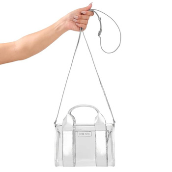 Case-Mate Micro Tote Bag - Sac à bandoulière étanche (Silver Chrome/Clear)