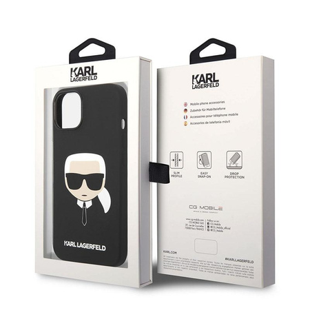 Karl Lagerfeld Silicone Iconic Karl`s Head MagSafe - pouzdro pro iPhone 14 Plus (černé)