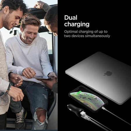 Spigen Steadiboost F31QC - USB-C 27W PD és USB-A 18W QC3.0 autós töltő (fekete)