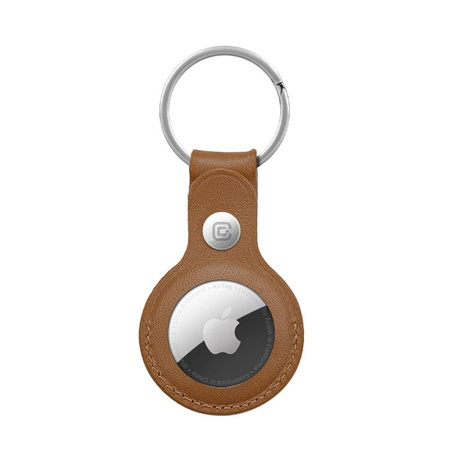 Crong Leather Case with Key Ring - Leather key ring for Apple AirTag (brown)