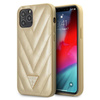 Guess V Quilted - Coque iPhone 12 Pro Max (Or)