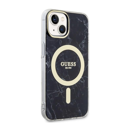 Guess Marble MagSafe - Case for iPhone 14 (Black)