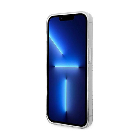 Guess 4G Stripe Script Logo Galvanizovaný vzor - pouzdro pro iPhone 14 Pro Max (modré)