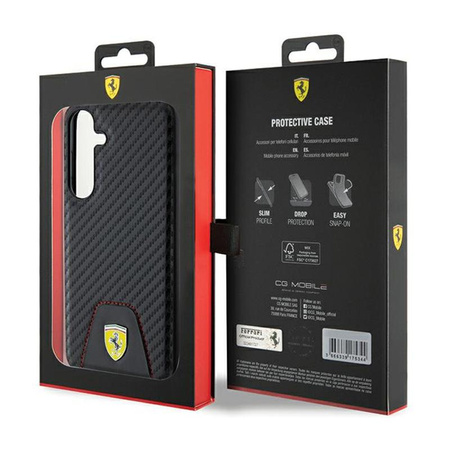 Ferrari Carbon Stitched Bottom - pouzdro pro Samsung Galaxy S24+ (černé)