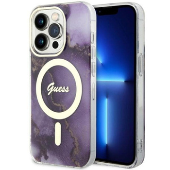 Guess Golden Marble MagSafe - iPhone 14 Pro Max Tasche (Lila)
