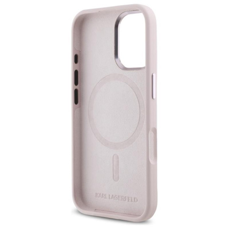Karl Lagerfeld Silicone Shadow Metal Initial MagSafe - pouzdro na iPhone 16 (růžové)