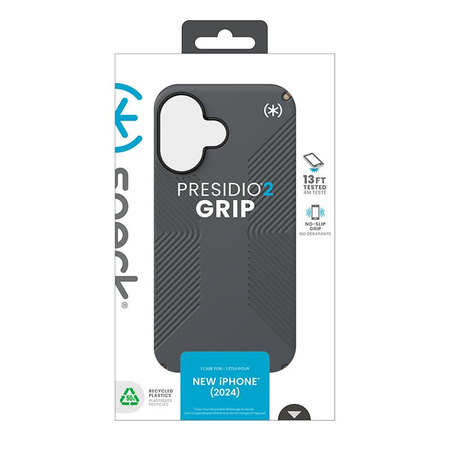 Speck Presidio2 Grip - Custodia per iPhone 16 (grigio antracite / bronzo freddo / bianco)