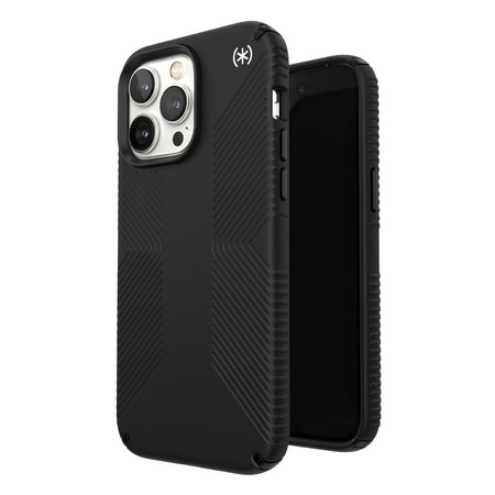 Speck Presidio2 Grip - Anti-Rutsch-Hülle für iPhone 14 Pro Max (Schwarz / Schwarz / Weiß)