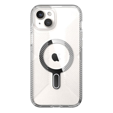 Speck Presidio Perfect-Clear Grip ClickLock & Magsafe - iPhone 15 Plus Case (Clear / Chrome Finish / Serene Silver)