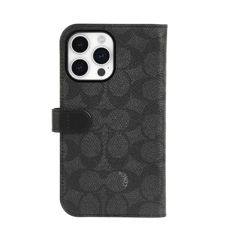 Coach Folio Signature C Case - 2-in-1-Tasche mit Flip-Cover iPhone 15 Pro (Charcoal)