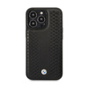 BMW Leather Diamond Pattern - Tasche für iPhone 14 Pro (Schwarz)