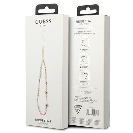 Guess Phone Strap Beads Shell - přívěsek na telefon 25 cm (růžová)