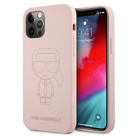 Karl Lagerfeld szilikon Ikonik Outline - iPhone 12 / iPhone 12 Pro tok (rózsaszín)