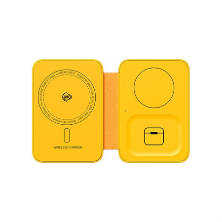 WEKOME WP-U172 - Chargeur sans fil 3-en-1 avec MagSafe pour iPhone, Apple Watch et AirPods + miroir (Jaune)