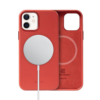 Crong Essential Cover Magnetische MagSafe Lederhülle für iPhone 12 / iPhone 12 Pro (Rot)