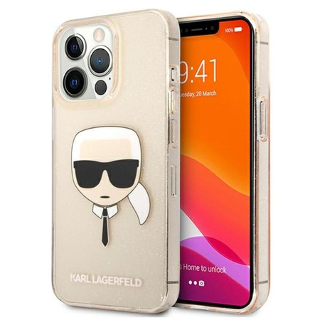 Karl Lagerfeld Karl's Head Glitter - iPhone 13 Pro Case (Gold)