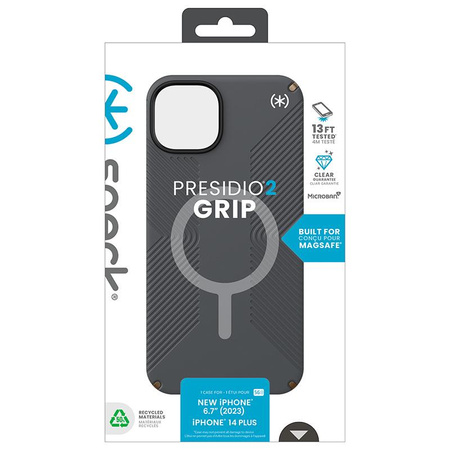 Speck Presidio2 Grip Magsafe - Tasche iPhone 15 Plus / iPhone 14 Plus (Holzkohle Grau / Cool Bronze / Weiß)