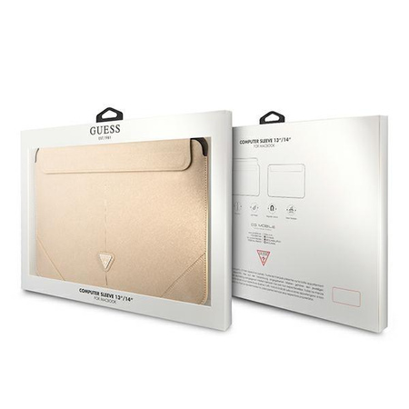 Guess Saffiano Triangle Logo Sleeve - 13" / 14" Notebook Case (beige)