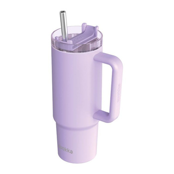 Quokka Stream - 950 ml stainless steel thermal mug with straw (Purple)