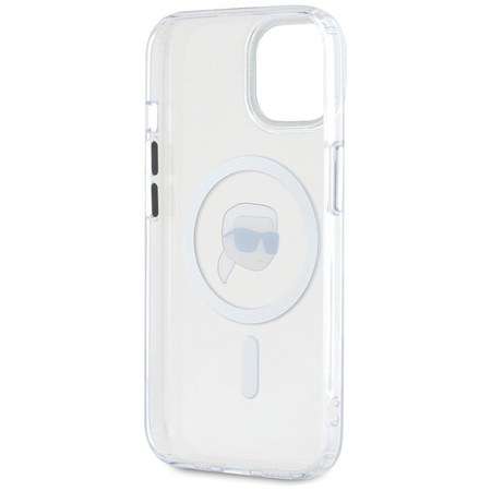Karl Lagerfeld IML Metall Karl Head MagSafe - Hülle für iPhone 15 Plus (weiß)