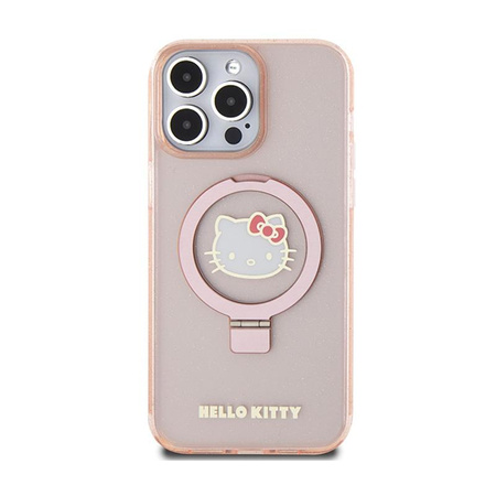 Hello Kitty Ring Stand Glitter Electrop Logo MagSafe - Case iPhone 15 Pro Max (pink)