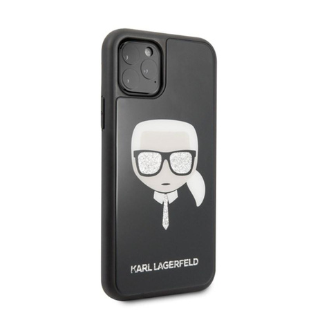Karl Lagerfeld Double Layers Glitter Head - Coque iPhone 11 Pro (Noir)