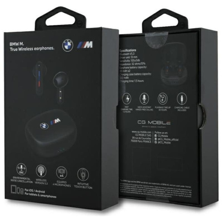 BMW Printed Logos - TWS ENC Casque Bluetooth + étui de chargement (noir)