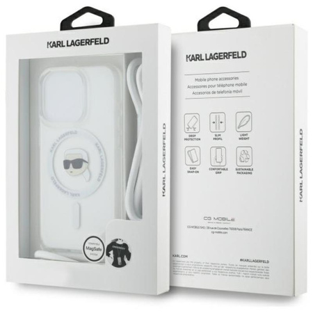 Karl Lagerfeld Crossbody IML Karl Head MagSafe - pouzdro pro iPhone 16 Pro (průhledné)