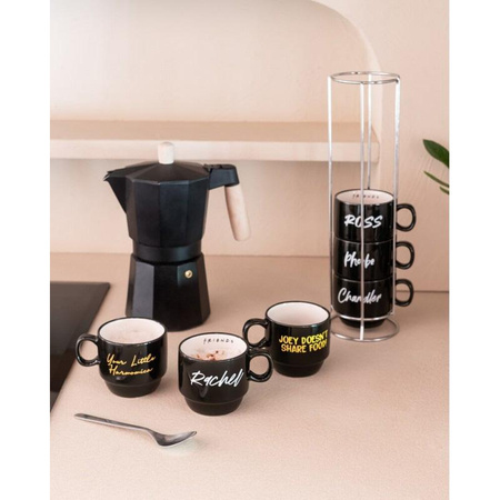 Friends - Set de mugs en céramique avec support 150 ml 6 pcs.