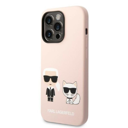Karl Lagerfeld Flüssigsilikon Karl & Choupette MagSafe - iPhone 14 Pro Max Hülle (rosa)