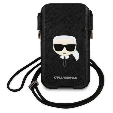 Karl Lagerfeld Saffiano Iconic Karl`s Head Pouch - taška na telefon S/M