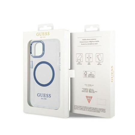 Guess Metal Outline Magsafe - Coque pour iPhone 14 Plus (transparent / bleu)