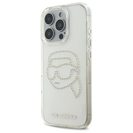Karl Lagerfeld IML Rhinestones Karl Head - pouzdro pro iPhone 16 Pro Max (transparentní)