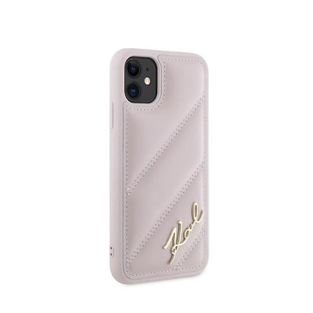 Karl Lagerfeld Diagonal Quilted Script - Coque iPhone 11 (rose)
