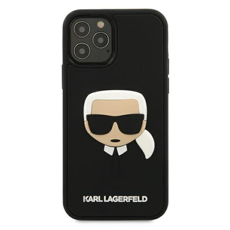 Karl Lagerfeld 3D gumové pouzdro Karl`s Head - iPhone 12 Pro Max (černé)