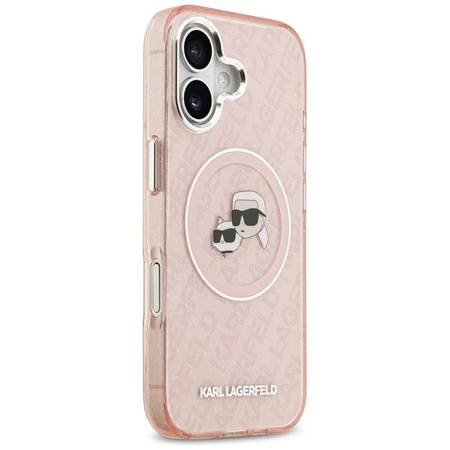 Karl Lagerfeld IML Glitter Karl & Choupette Heads Logo MagSafe - Case for iPhone 17 (pink)