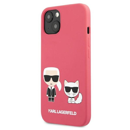 Karl Lagerfeld Silikonové pouzdro Karl & Choupette - iPhone 13 mini (fuchsiová)